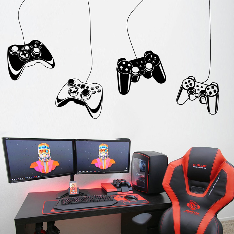 Gaming Console Wallpaper - 4 Stücke Spiel Controller Wandaufkleber Spielzimmer