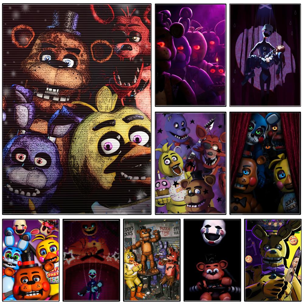 Gaming Console Wallpaper - Dunkles Animatronisches Horror-Gaming F-FNAF Poster Selbstklebende