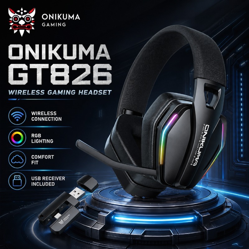 Gaming Console Apple - ONIKUMA GT826 Kabelloses Gaming-Headset, Bluetooth, RGB-Licht,