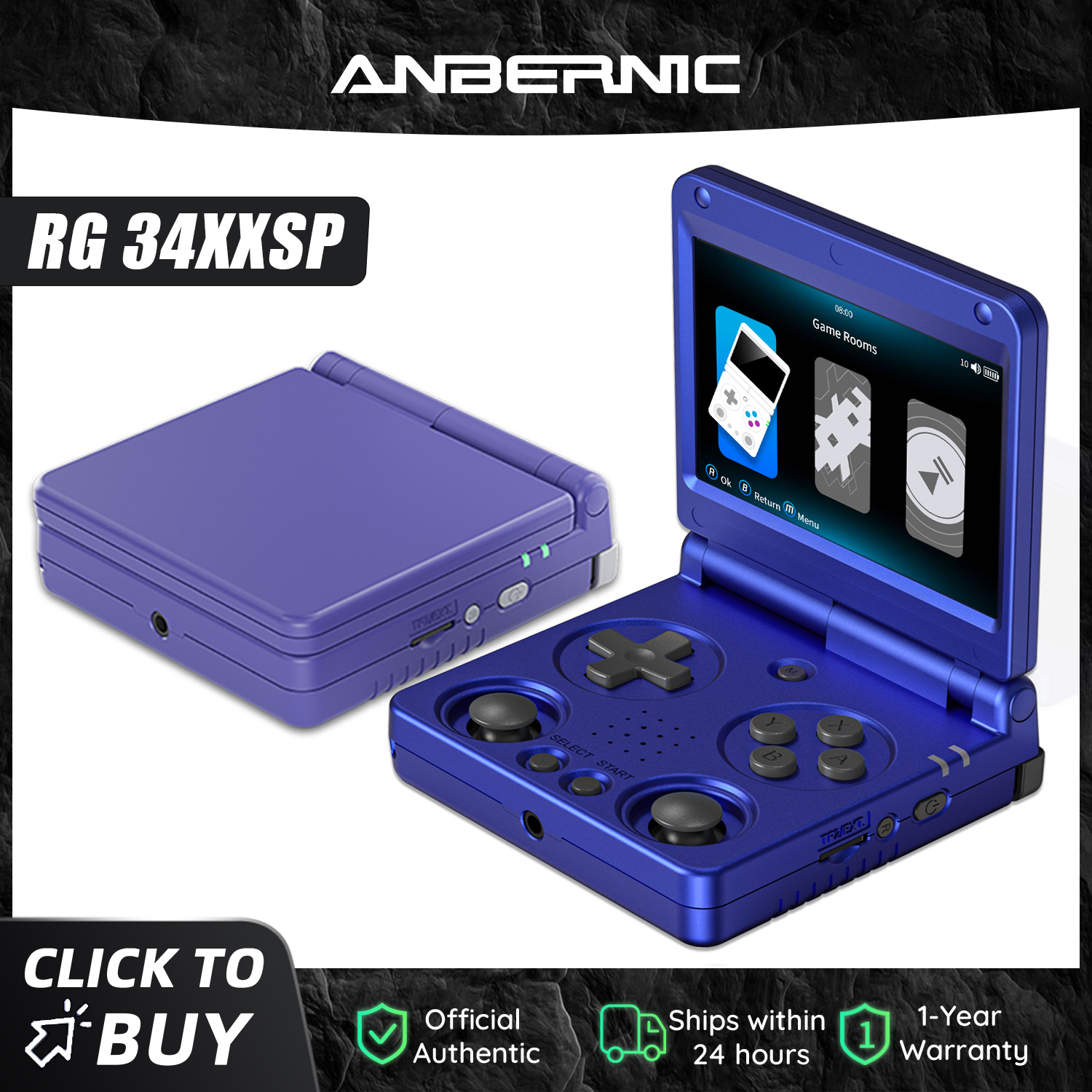 Gaming Console Old - Anbernic RG34XXSP 3,4-Zoll IPS Linux 64-Bit