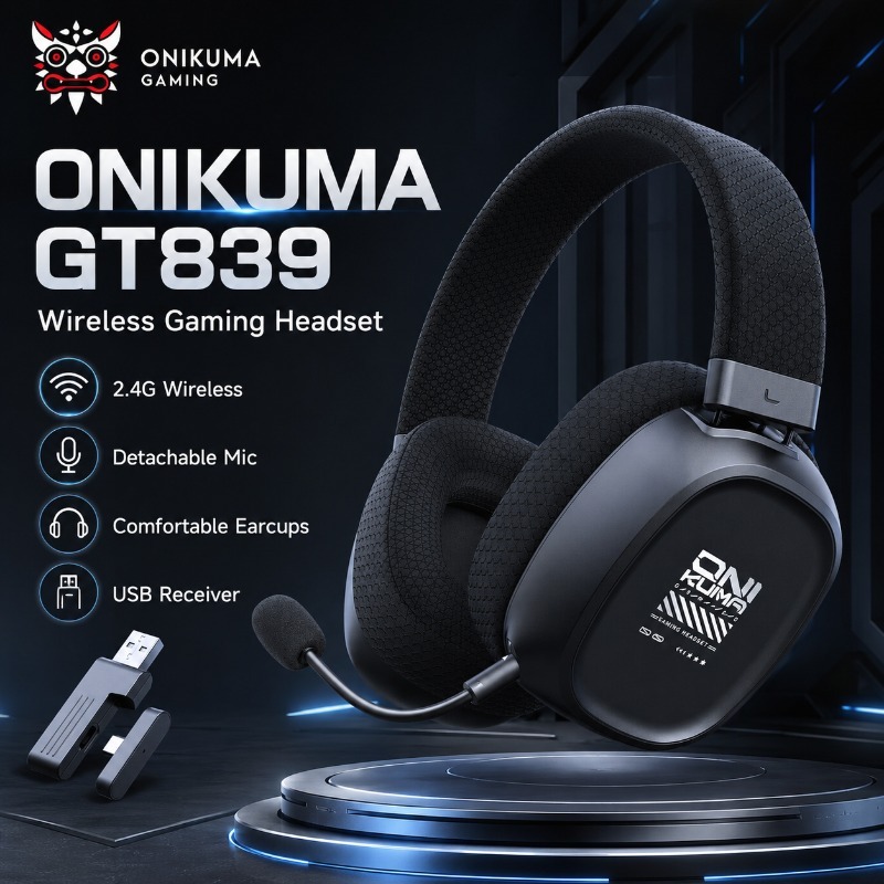 Gaming Console Apple - ONIKUMA GT839 Gaming-Headset, kabellos, 2,4 G,